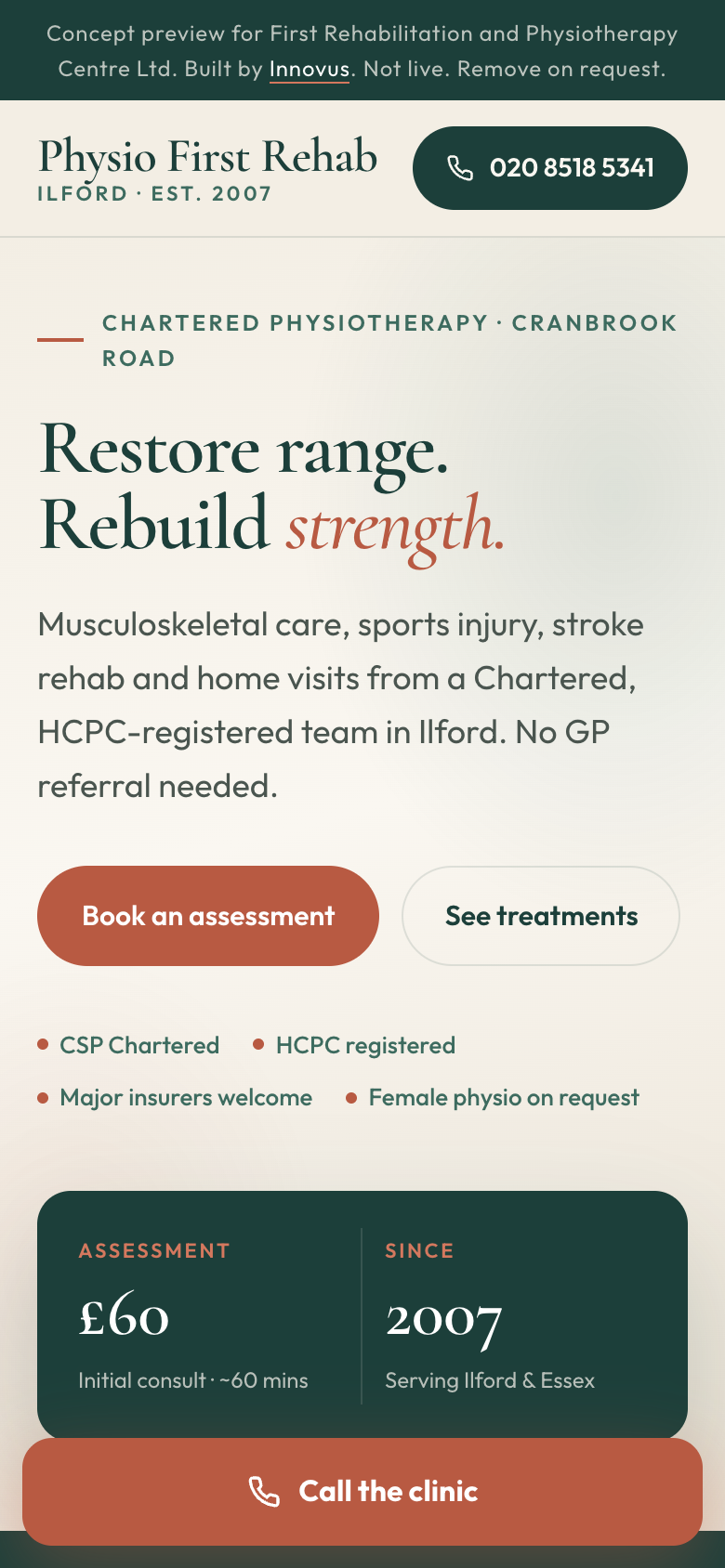 Physio First concept mobile